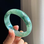冰种宽版飘花翡翠平安镯（57.5mm）（yc323786）