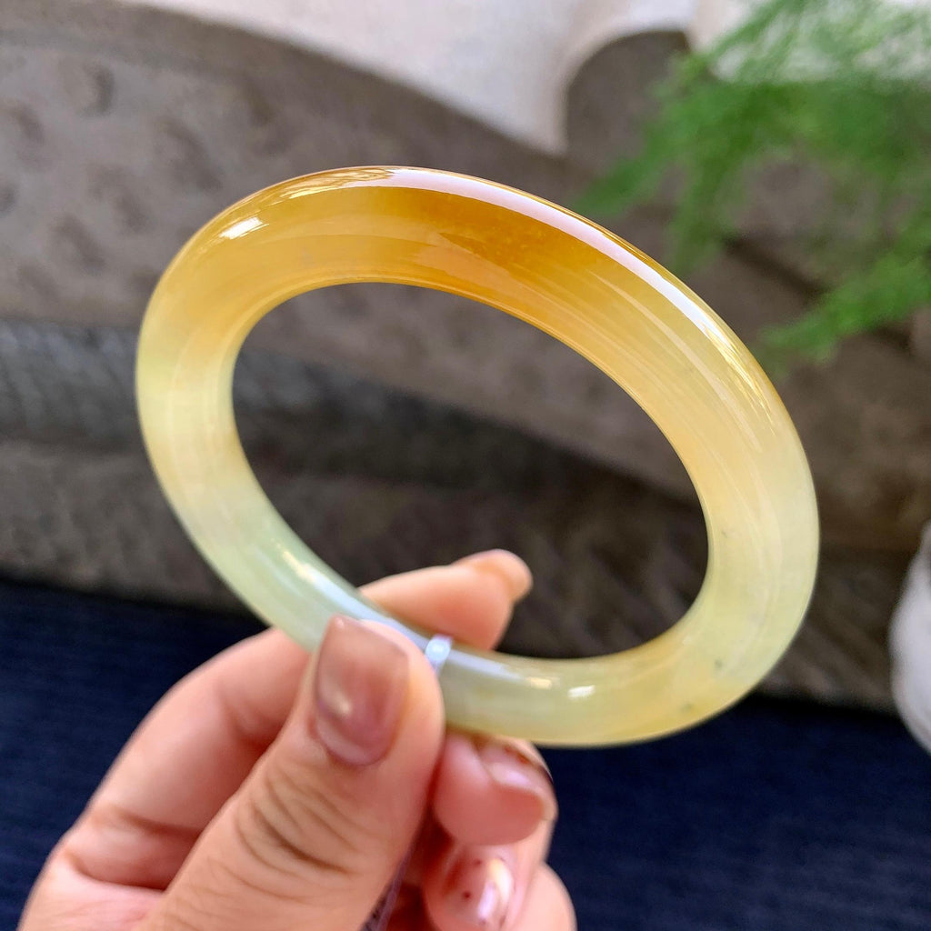 糯冰种皇城圆条手镯 54圈口 天然缅甸A货翡翠（yc352087）