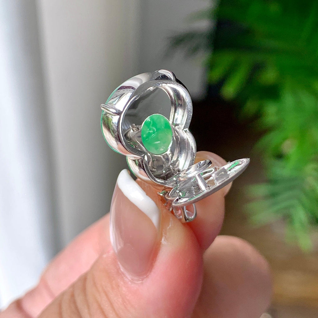 18K金钻镶糯冰种翠绿葫芦吊坠 天然缅甸A货翡翠（yc367583）