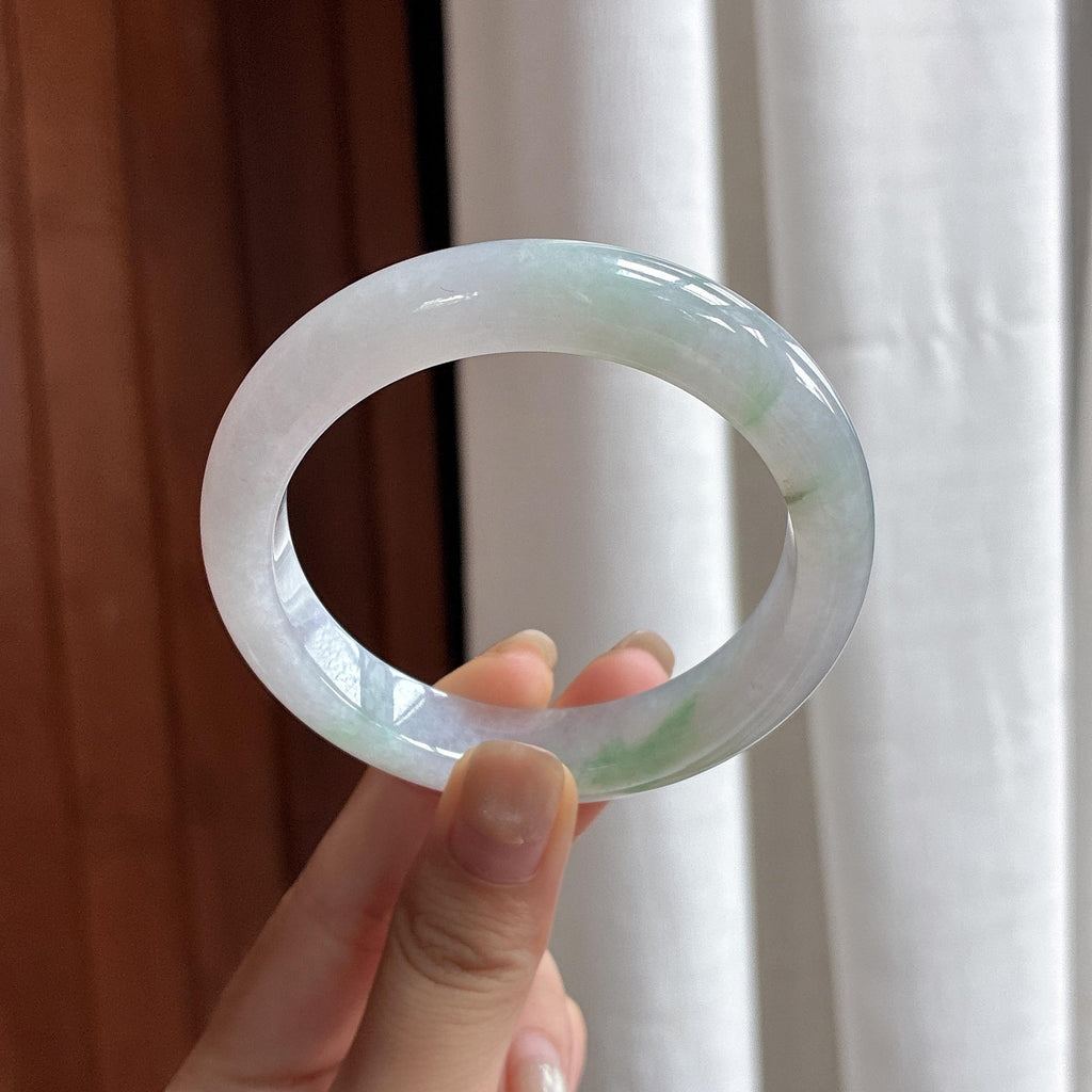 糯冰飘花正圈平安镯 56圈 天然缅甸A货翡翠（yc484048）