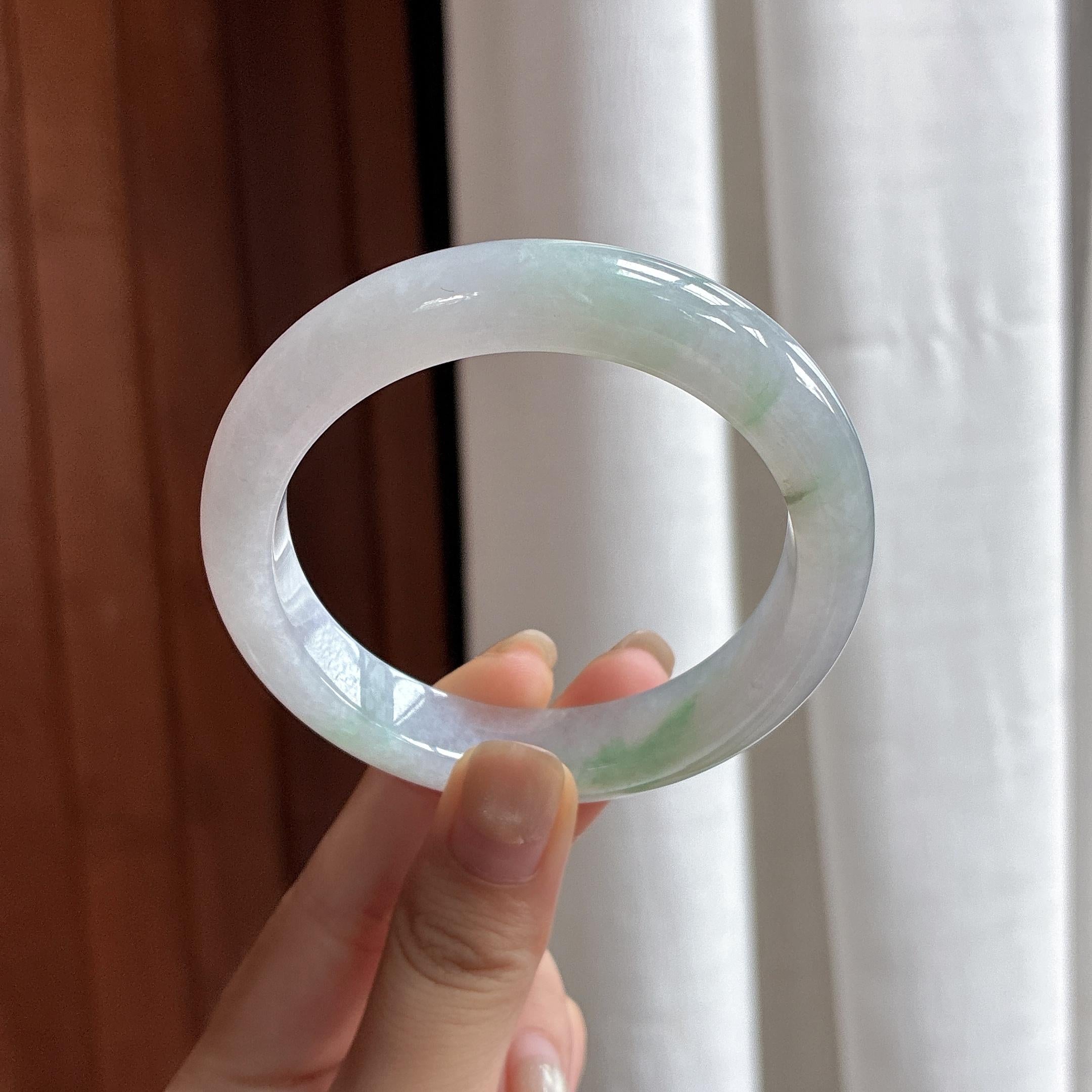 糯冰飘花正圈平安镯 56圈 天然缅甸A货翡翠（yc484048）