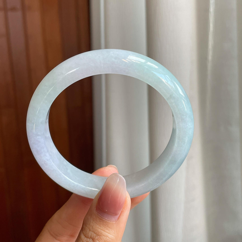糯冰种带色翡翠平安镯（57.8mm）（yc316592）