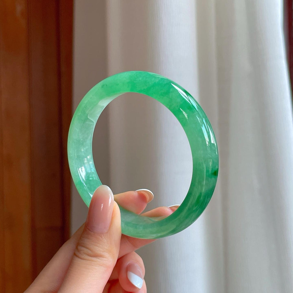 冰种满绿翡翠平安镯（56mm)（yc380001）