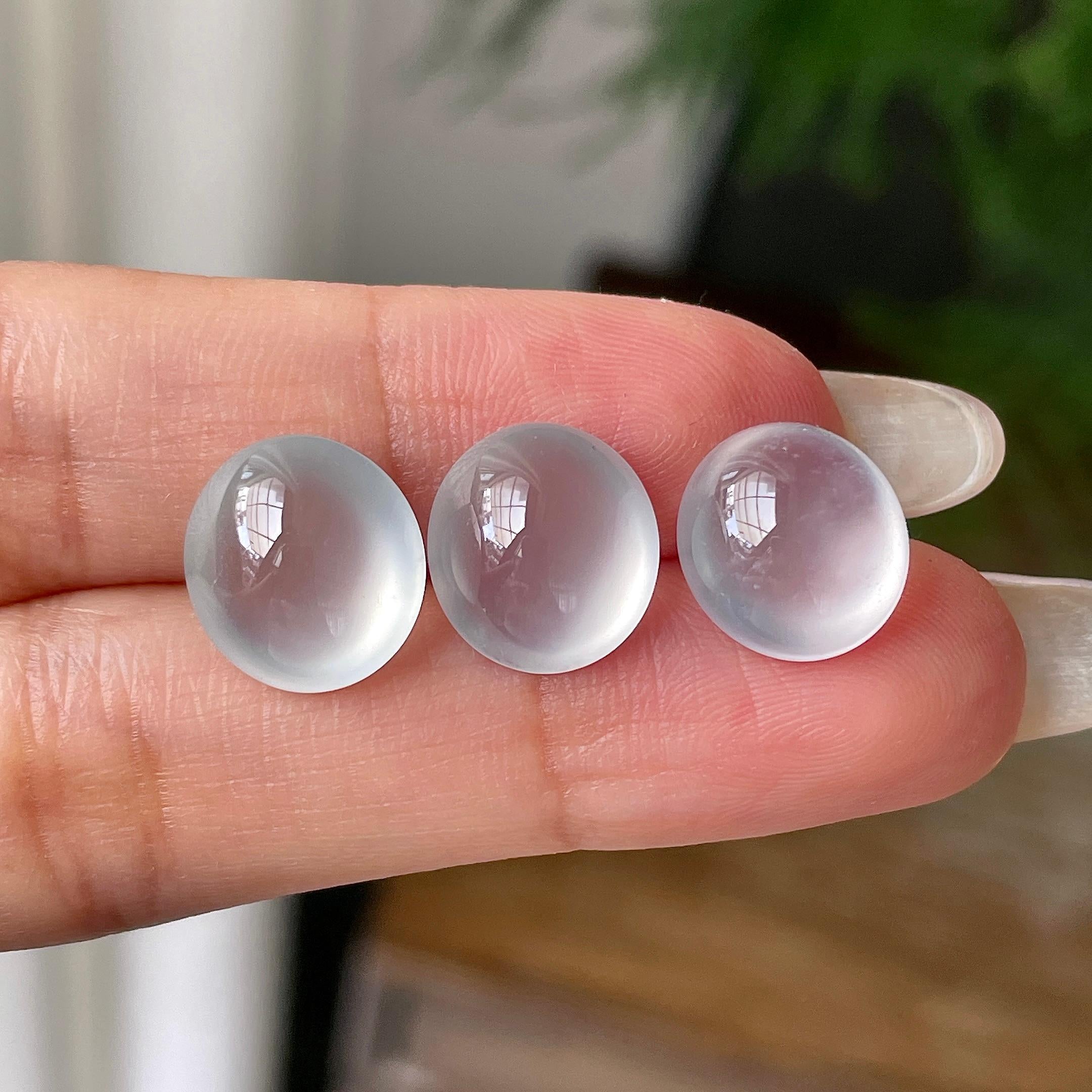 冰种无色蛋面裸石一手（可单出）    天然缅甸A货翡翠（yc356861）