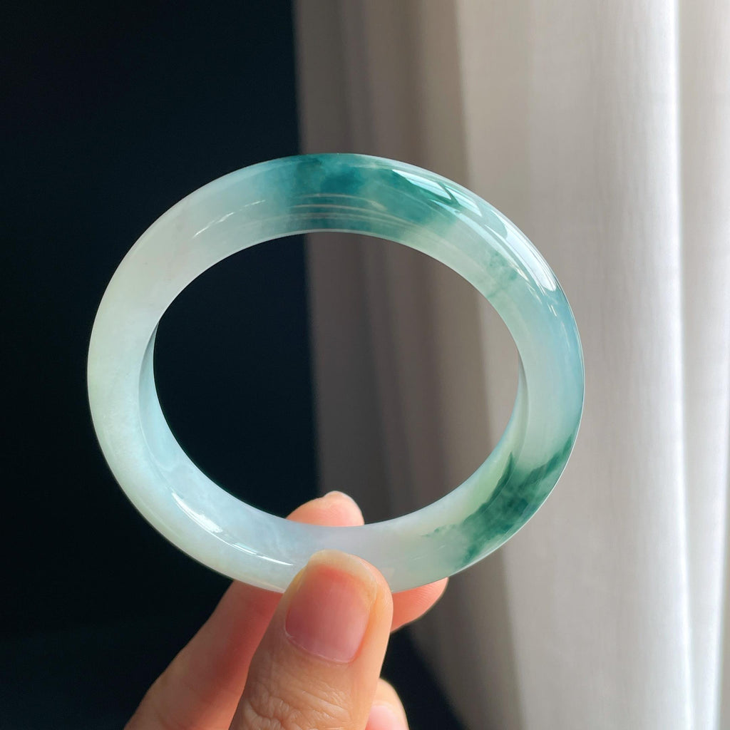 冰种飘花翡翠平安镯（56mm)（yc349376）