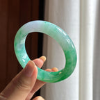 糯冰满圈绿花翡翠平安镯（55.8mm）（yc418895）