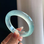 冰玻种淡底色翡翠平安镯（57.5mm）（yc306812）