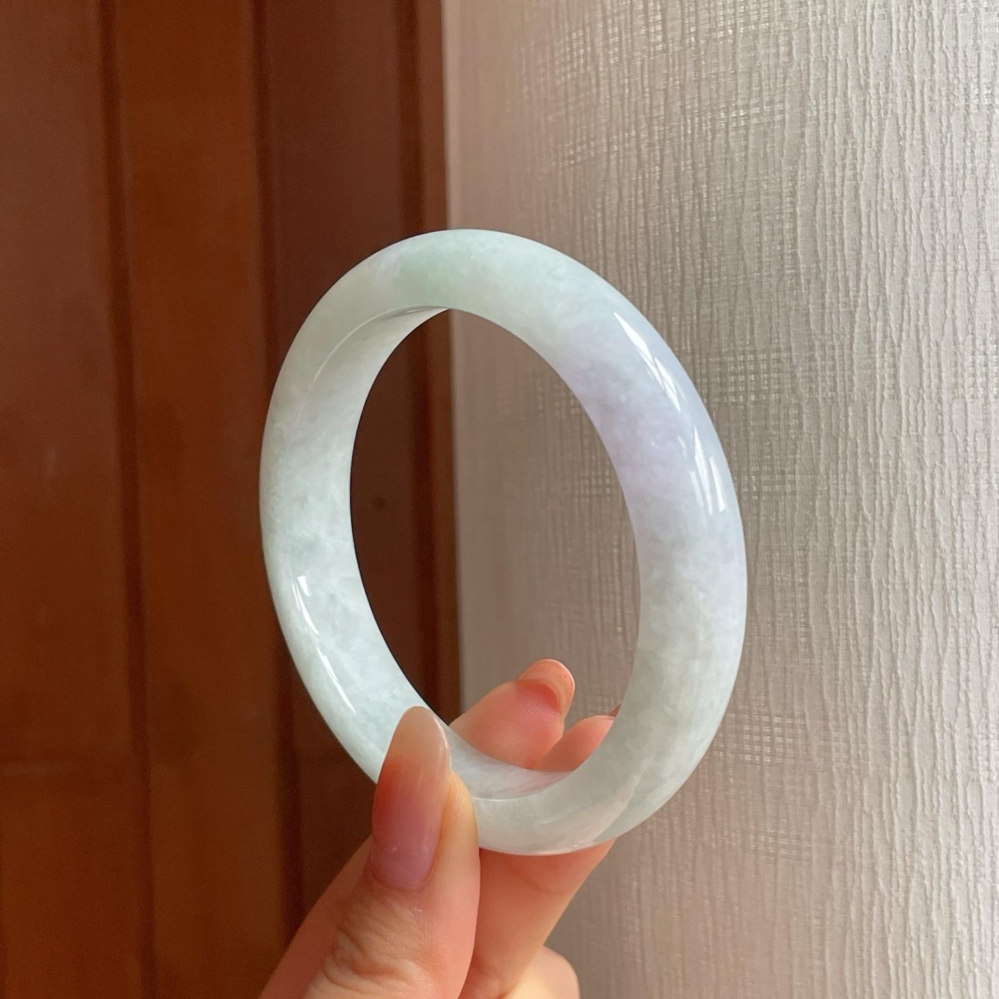 糯冰带色翡翠平安镯（59.5mm)（yc354251）