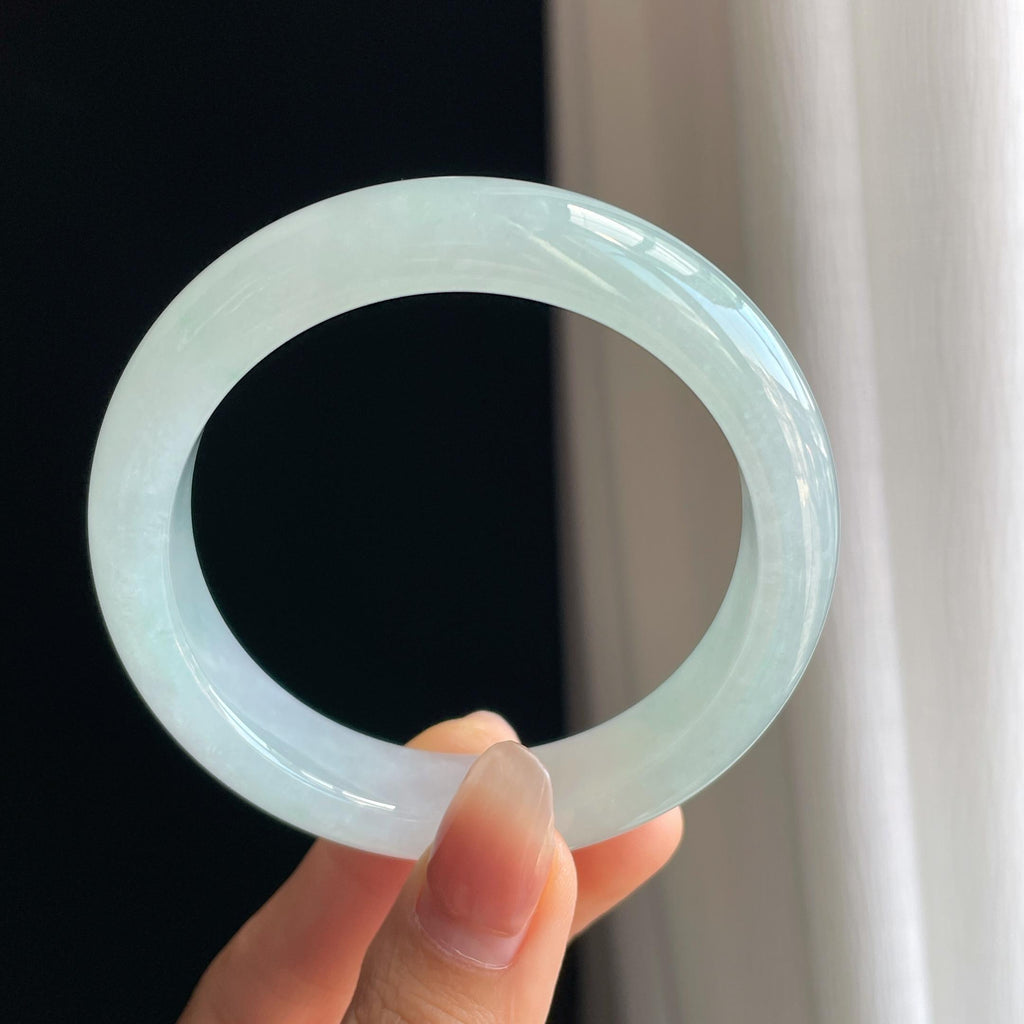 冰种淡春底翡翠平安镯（56mm）（yc326830）