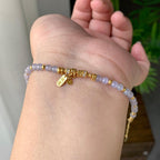 18K金钻镶糯冰种淡紫罗兰小米珠手链（yc232458）