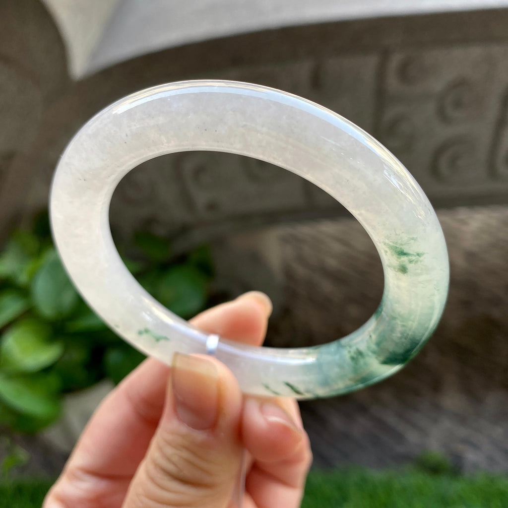 糯冰种飘花圆条手镯（54.7mm）（yc304783）