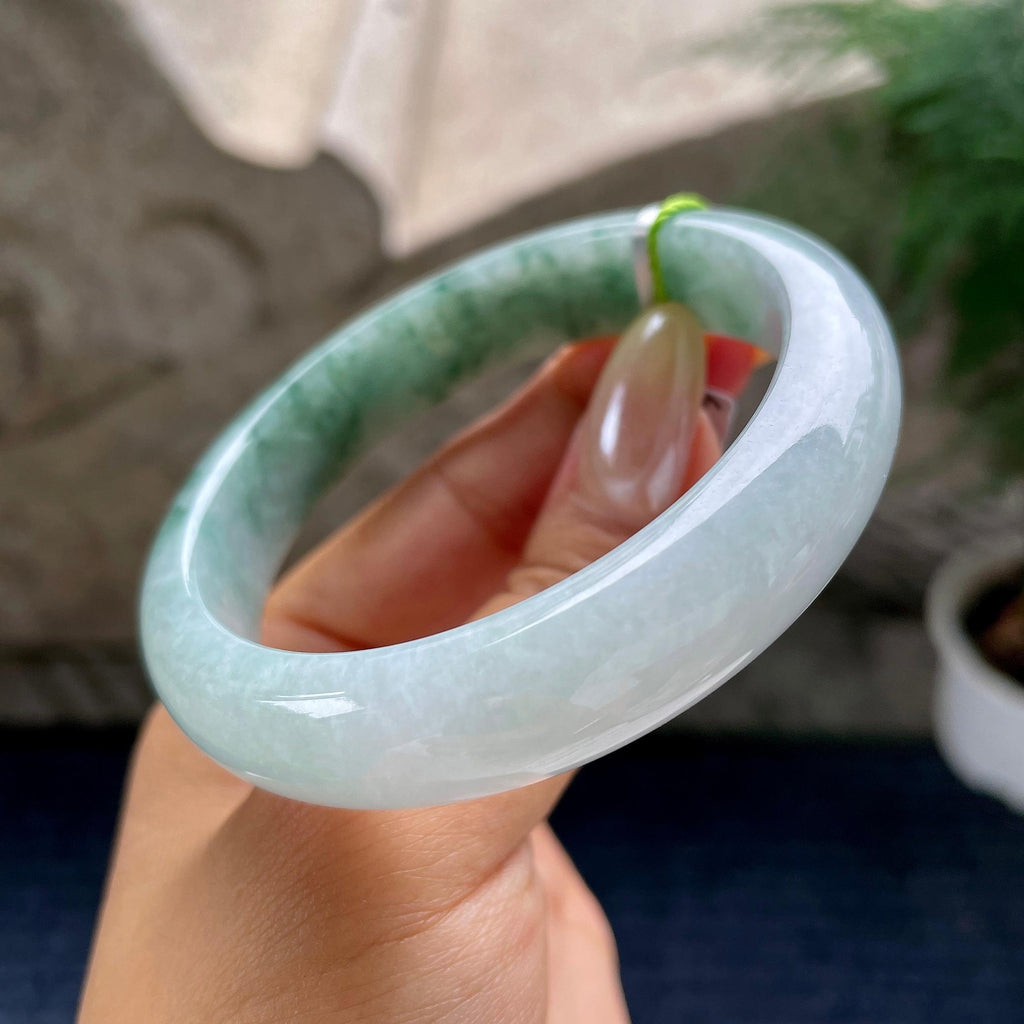 细糯种飘花正圈平安镯57圈 天然缅甸A货翡翠（yc460634）