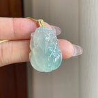 18k金钻镶冰种飘花翡翠貔貅（yc291680）