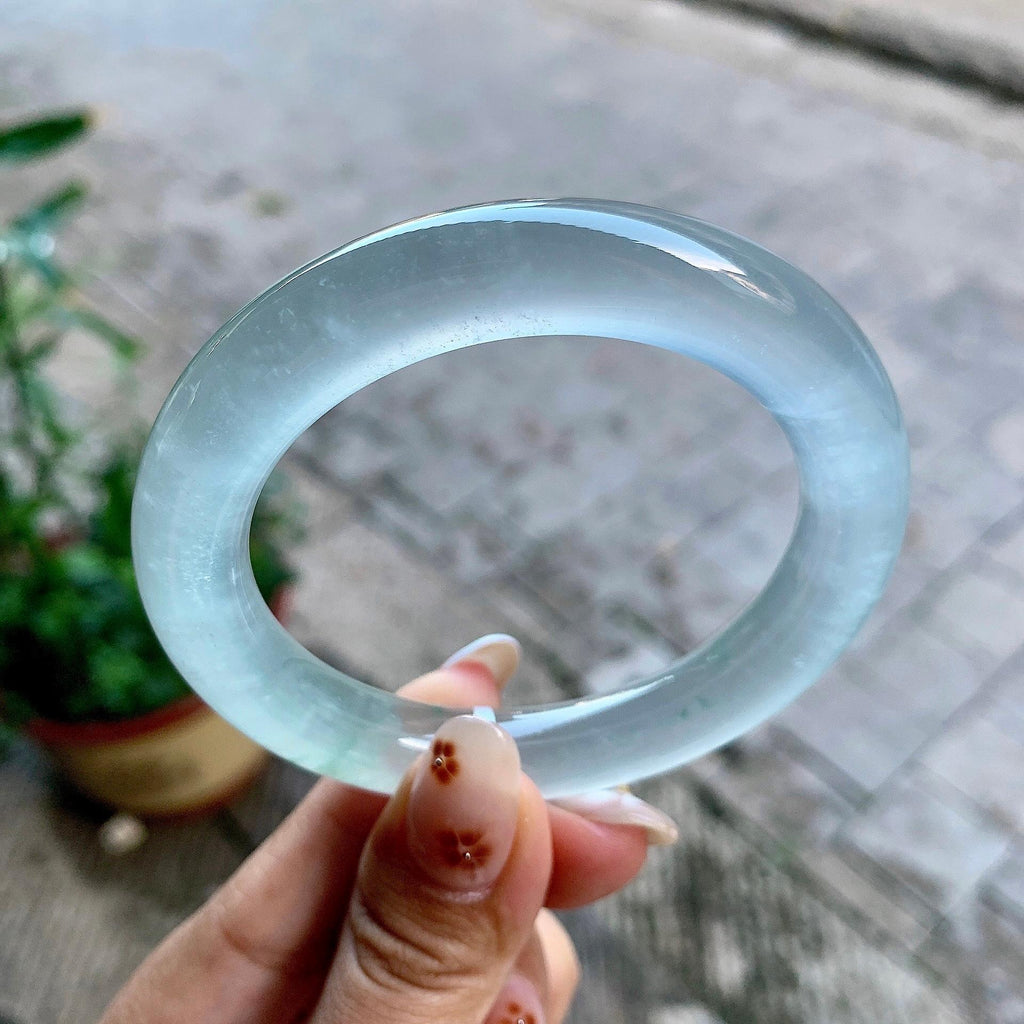 高冰种飘花圆条手镯（55.1mm）（yc246678）