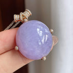 18k金镶糯种紫罗兰翡翠蛋面吊坠（yc240373）