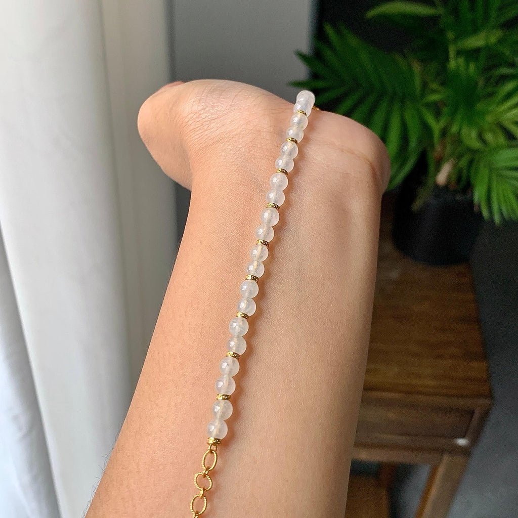 镀金镶细糯种无色手链（yc220688）