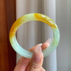 糯冰带黄翡翡翠平安镯（57.2mm）（yc272889）