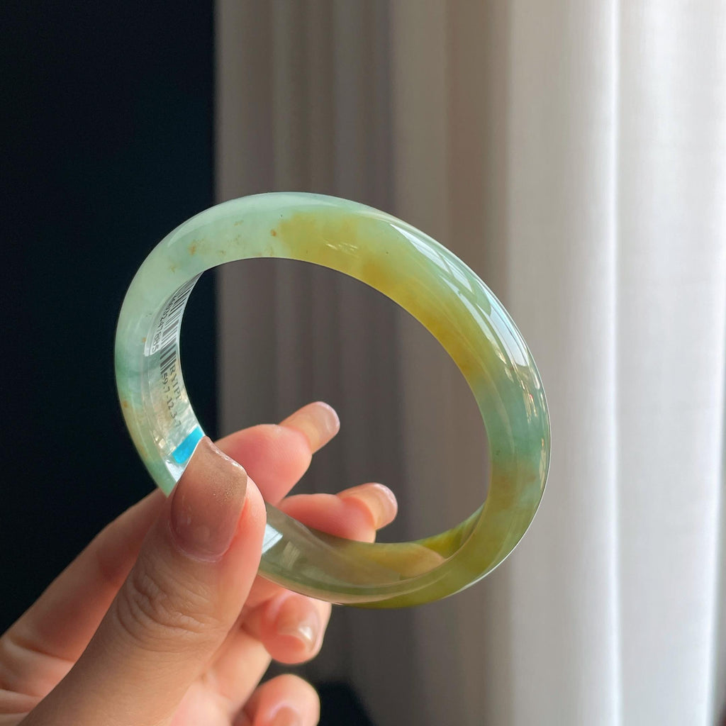 冰种黄翡特色翡翠平安镯（59mm）（yc373431）