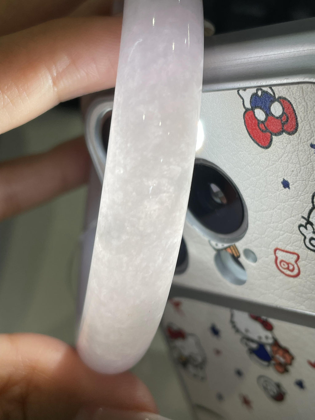 细糯种带底色圆条手镯55.3圈     天然缅甸A货翡翠（yc416463）