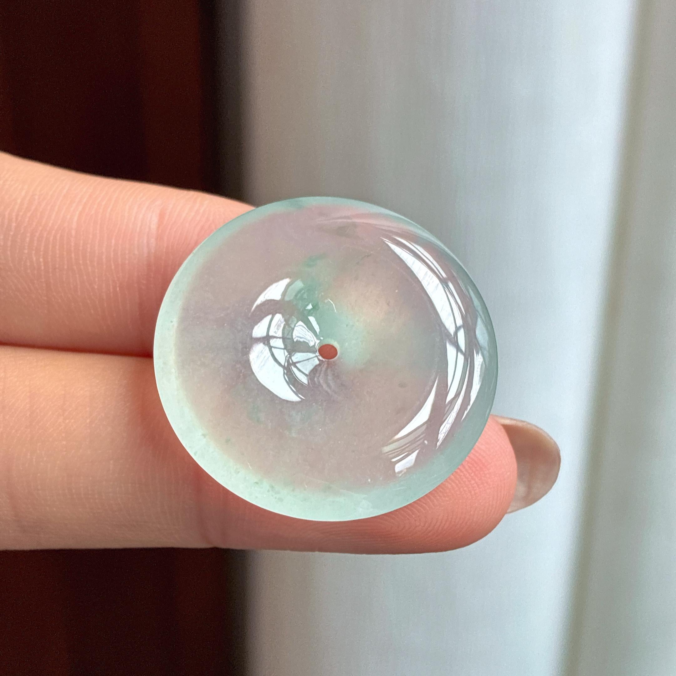 冰种起光飘花平安扣天然缅甸A货翡翠（yc440866）