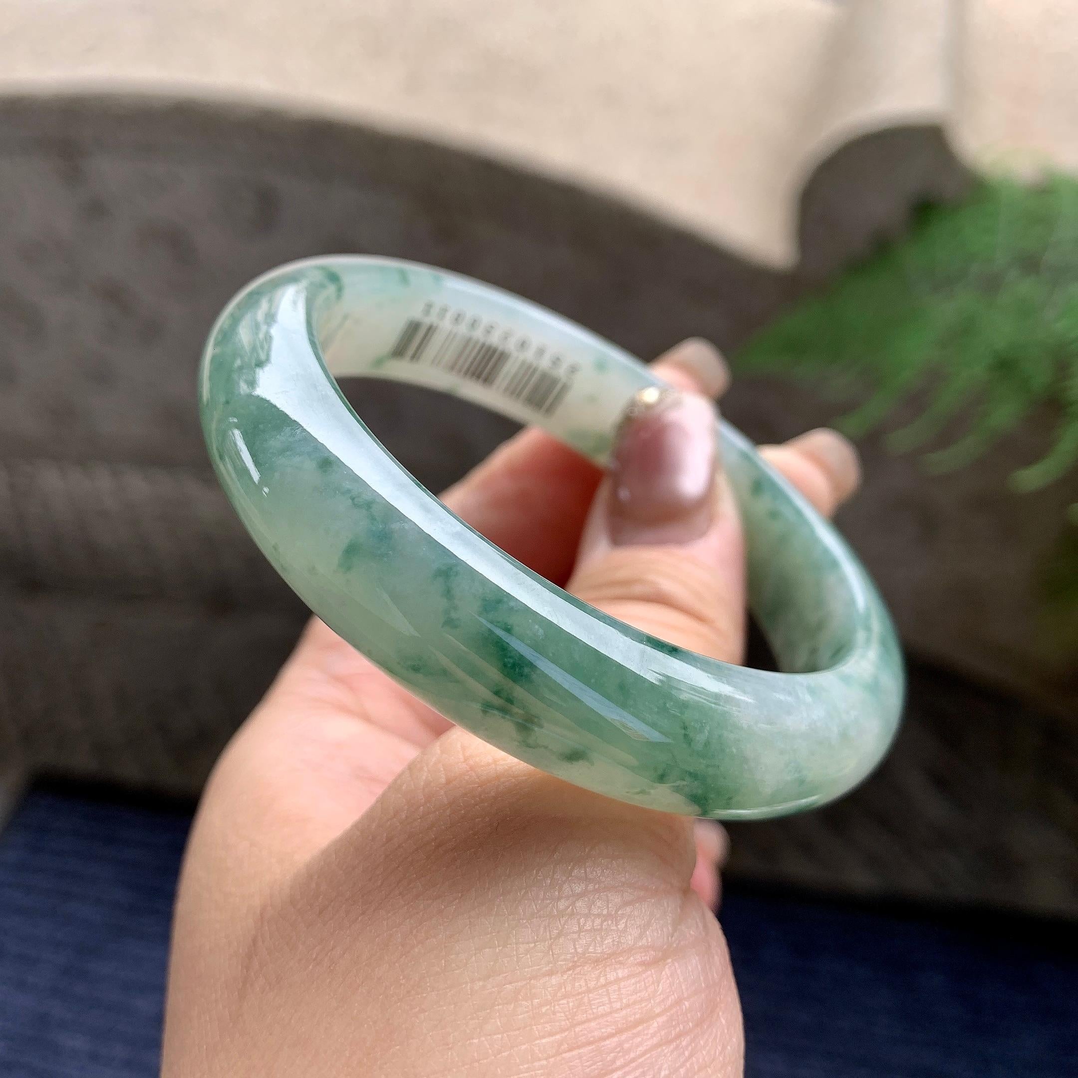 糯冰种飘花平安镯（56mm）（yc297968）