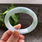 细糯种飘蓝花正圈平安镯54.4圈口 天然缅甸A货翡翠（yc332529）