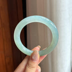 糯冰蓝晴翡翠圆条手镯 55圈（yc436762）