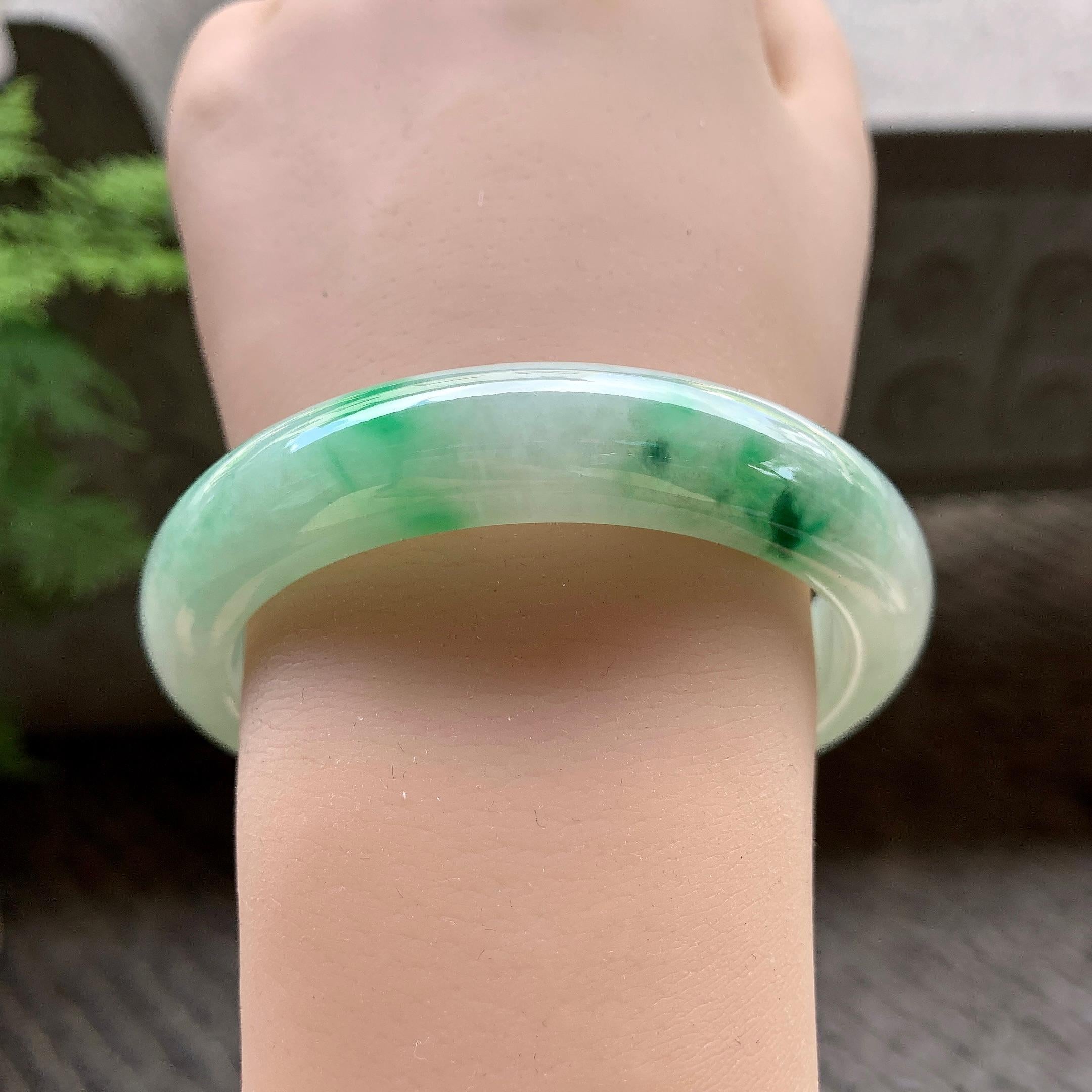细糯种飘花平安镯（57.3mm）（yc202365）