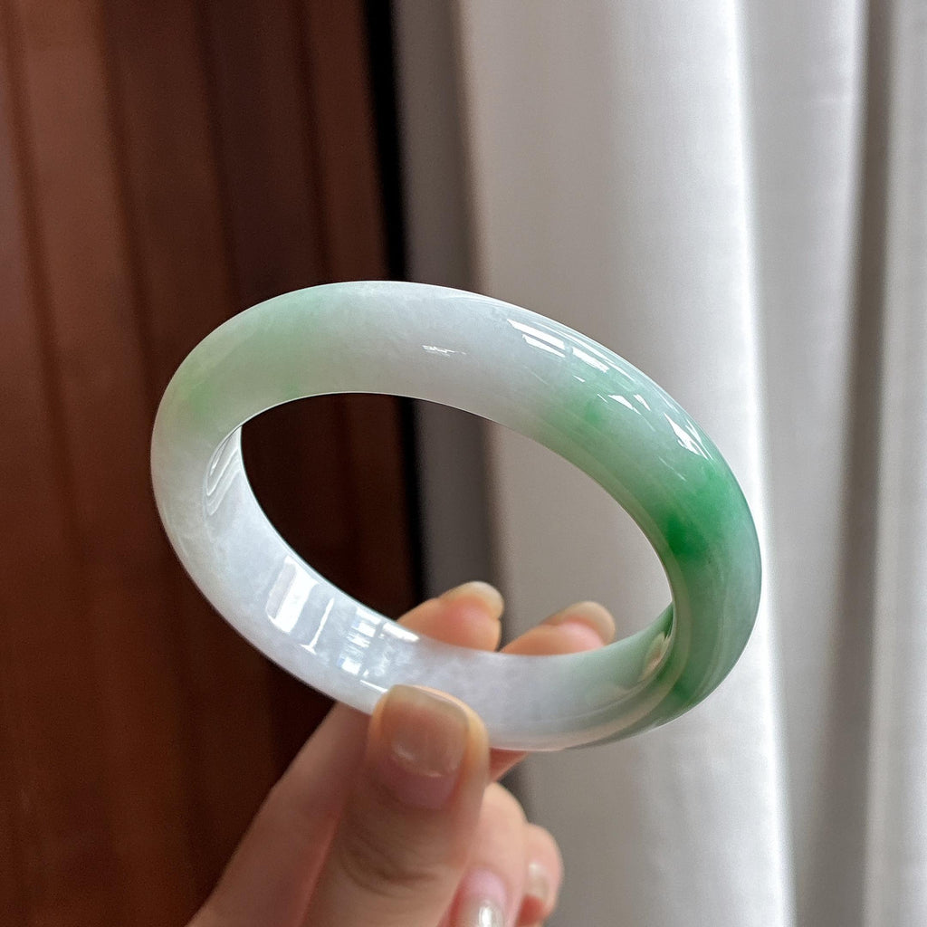 细糯种带色正圈平安镯 55圈 天然A货缅甸翡翠（yc484420）
