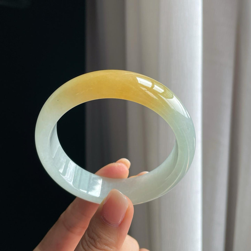 冰种黄翡宽版翡翠手镯（58.2mm）（yc397241）