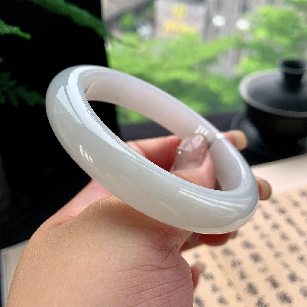细糯种无色正圈平安镯 57圈口 天然缅甸A货翡翠（yc473091）