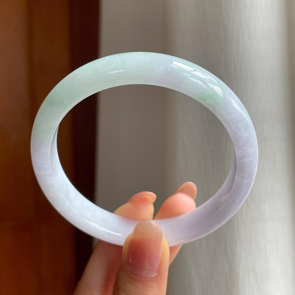 糯冰淡春底翡翠平安镯（58mm)（yc347290）