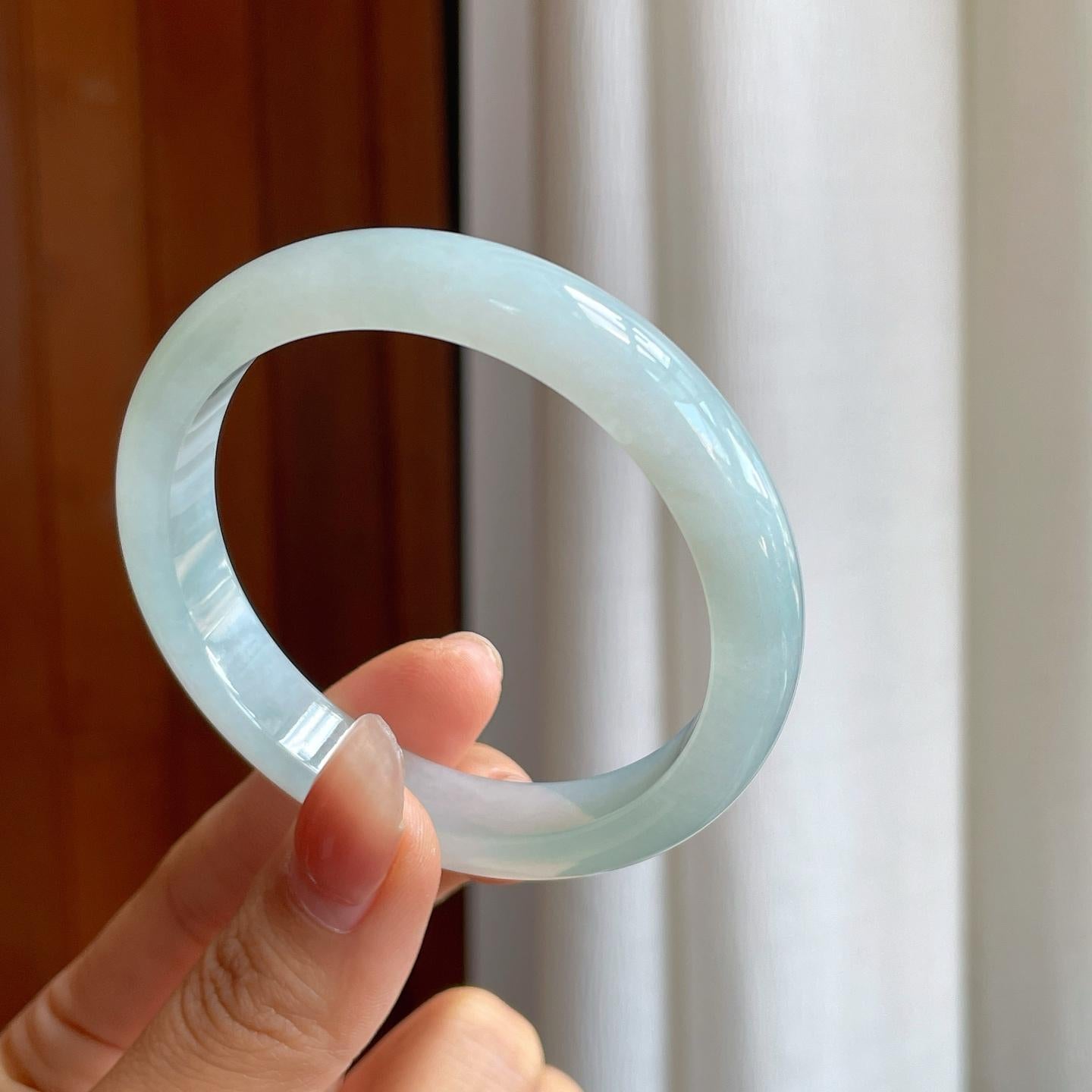 冰种带底色翡翠平安镯（54.5mm）（yc327147）