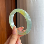 冰种晴底飘黄翡翠平安镯（56.2mm)（yc411296）