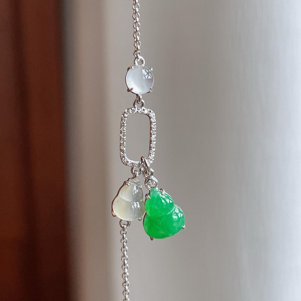 18k金钻镶冰种翡翠手链（yc257280）