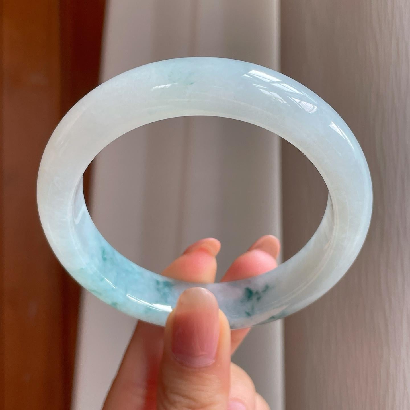 冰种飘花翡翠平安镯（57.2mm)（yc348973）