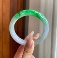 糯冰飘绿花翡翠平安镯（57.8mm）（yc282583）