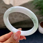 大圈口      细糯种飘花正圈平安镯60圈         天然缅甸A货翡翠（yc444700）
