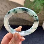 细糯种飘蓝花正圈平安镯 56.6圈口 天然缅甸A货翡翠（yc376067）