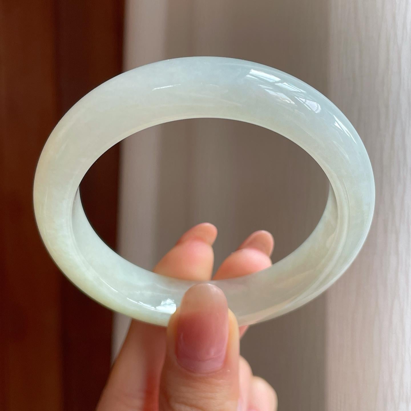 冰种黄翡翡翠平安镯（52mm)（yc350470）