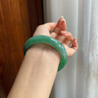 糯冰种满绿翡翠平安镯（56mm）