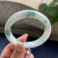 大圈口  细糯种飘绿花正圈平安镯  58圈口  天然缅甸A货翡翠（yc423806）