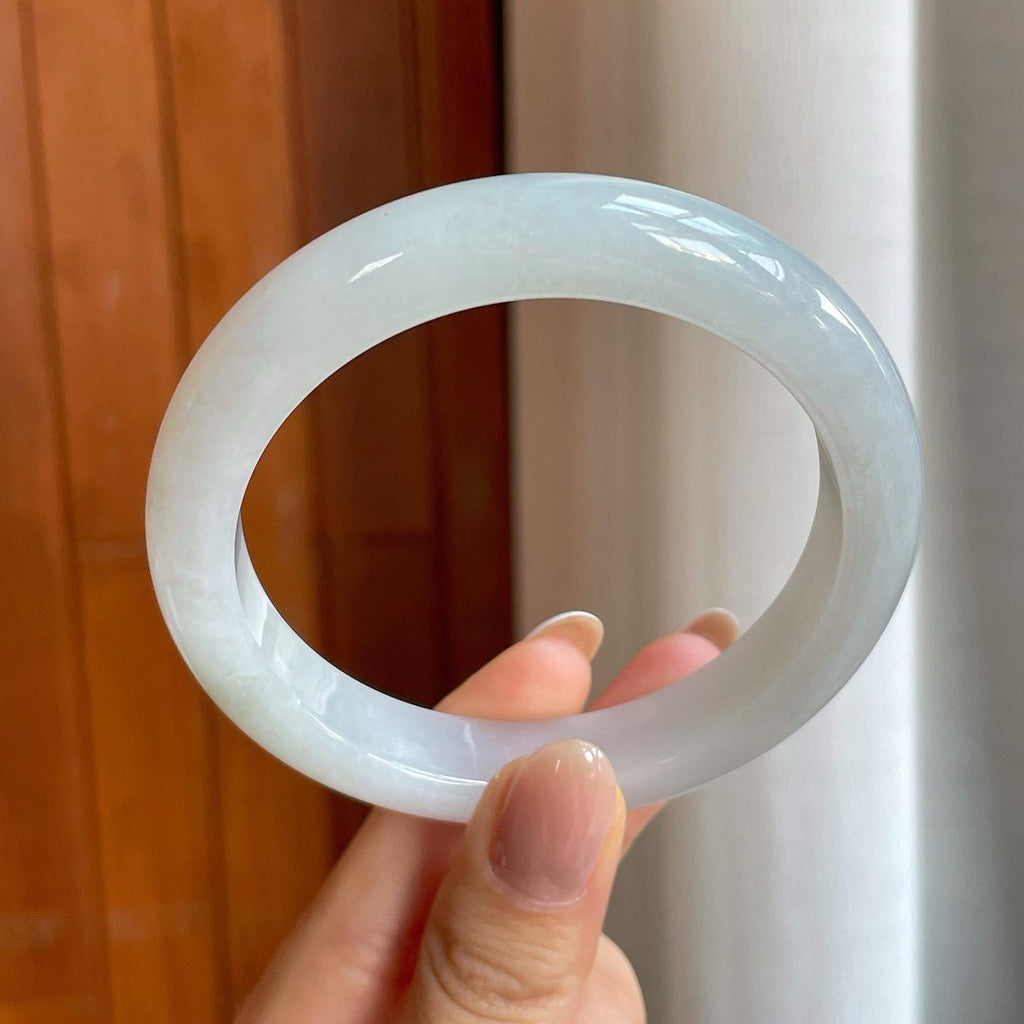 糯冰白月光翡翠平安镯（59mm)（yc373304）