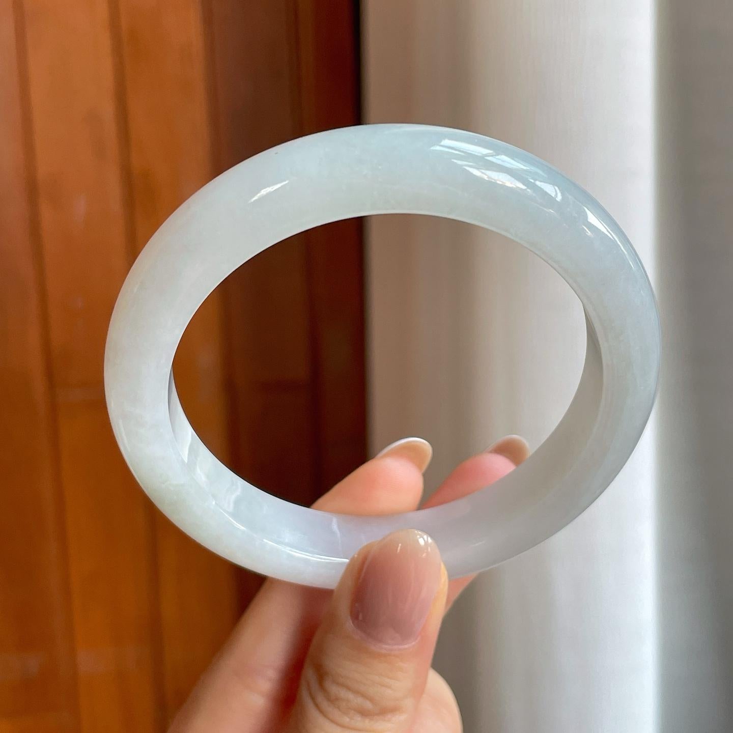 糯冰白月光翡翠平安镯（59mm)（yc373304）