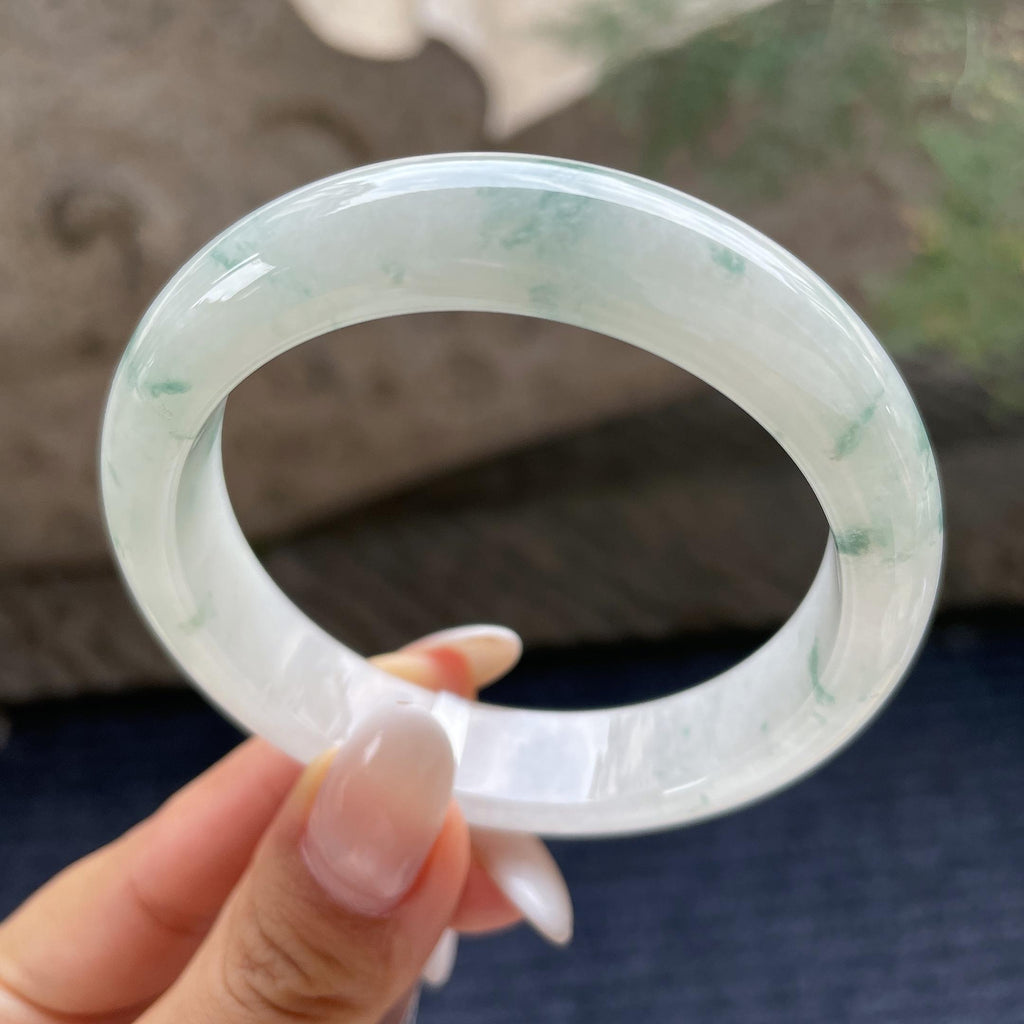 细糯种飘花正圈平安镯56.1圈      天然缅甸A货翡翠（yc421234）