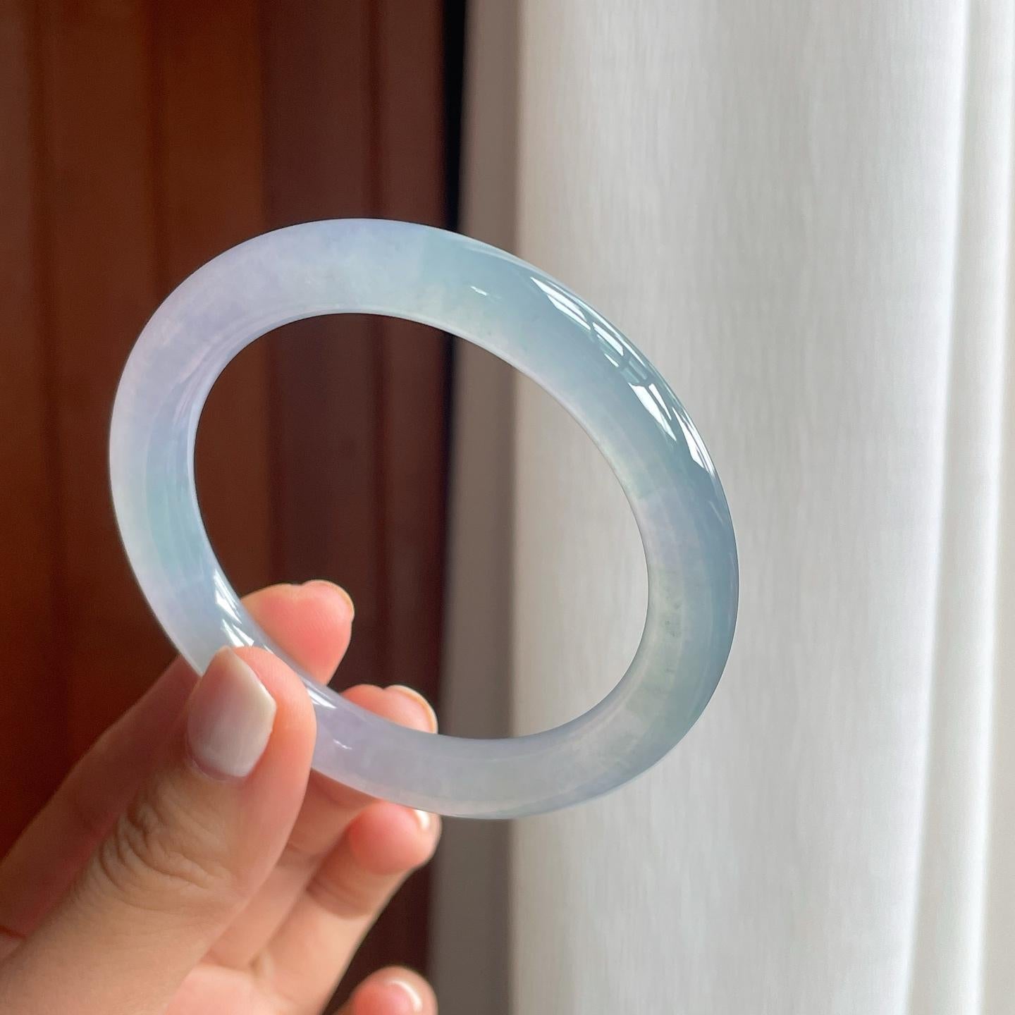 冰种紫罗兰翡翠圆条手镯（56.3mm）（yc249152）