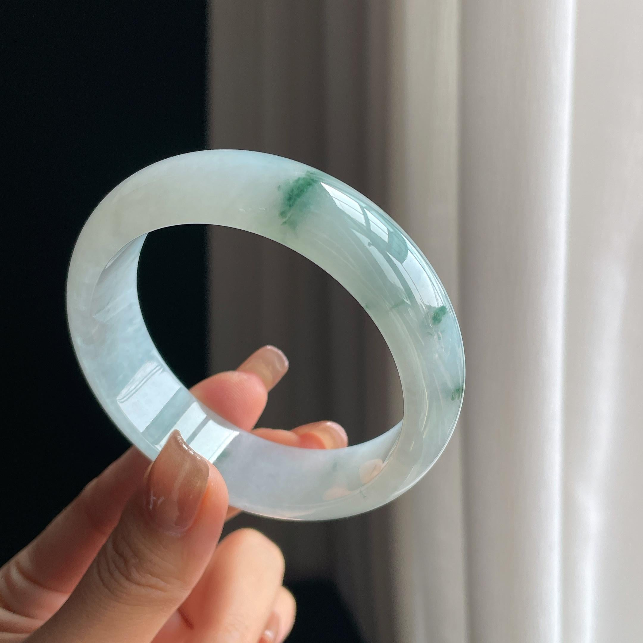 糯冰飘花翡翠平安镯（58.8mm）（yc373949）