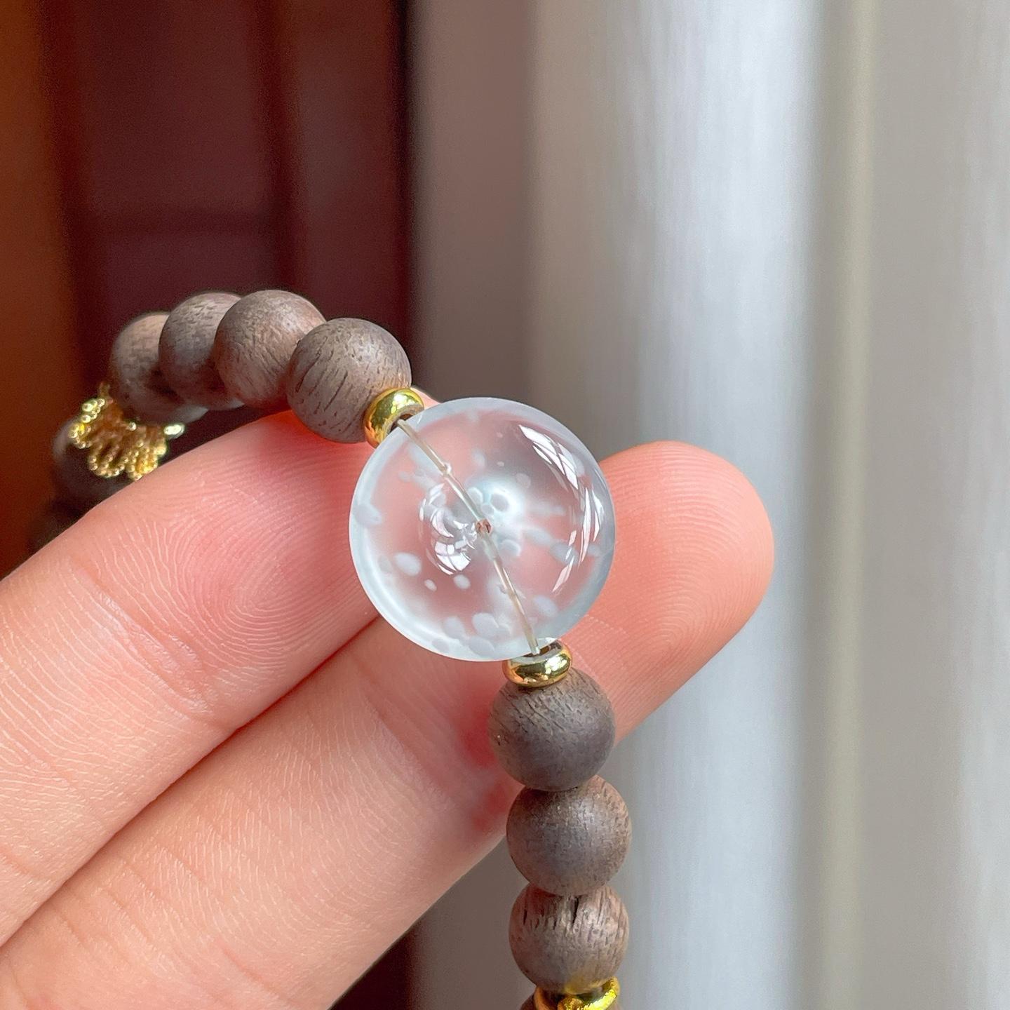 冰玻种雪花棉翡翠平安扣手串（yc248494）