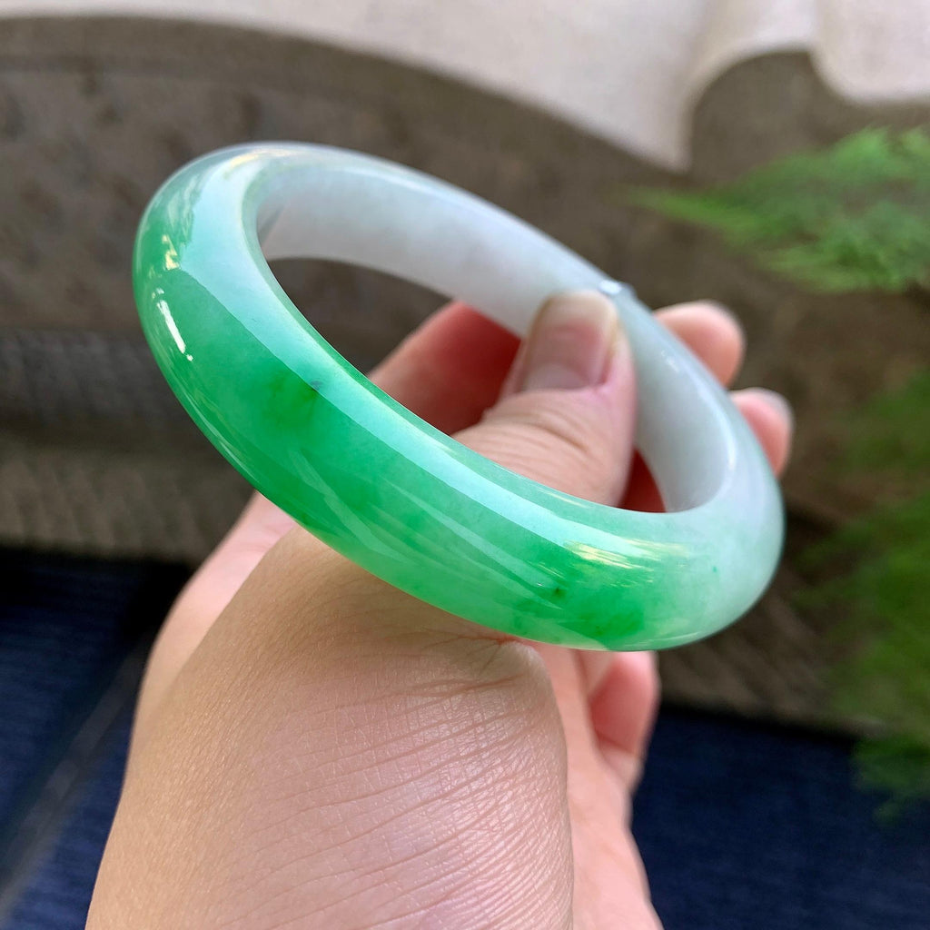 细糯种白底青平安镯（56.7mm）（yc249459）