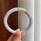 糯冰紫底飘黄翡翠圆条手镯（54mm）（yc313909）